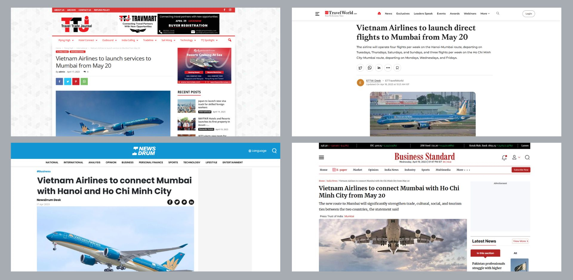 Indian media reported boldly about VNA’s new flight route to Mumbai