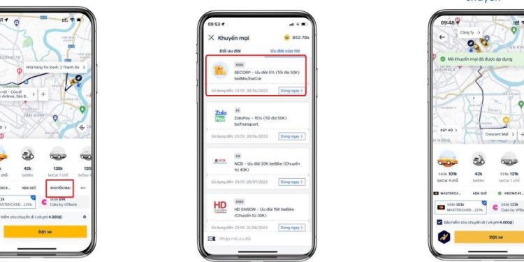 Đặt chuyến đi – Be trả tiền