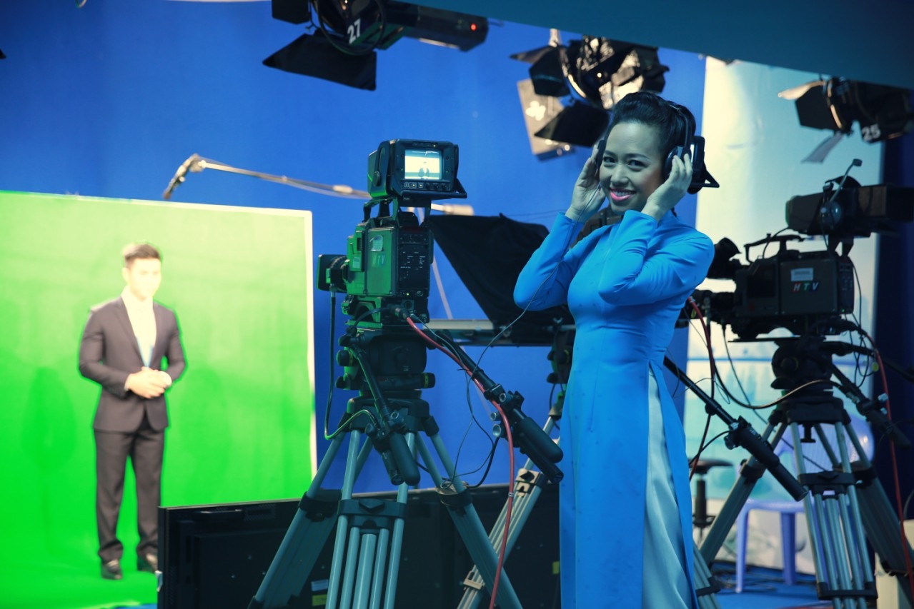 Ghi hình tại sự kiện du lịch VNA hợp tác với HTV1. (Ảnh: NVCC)