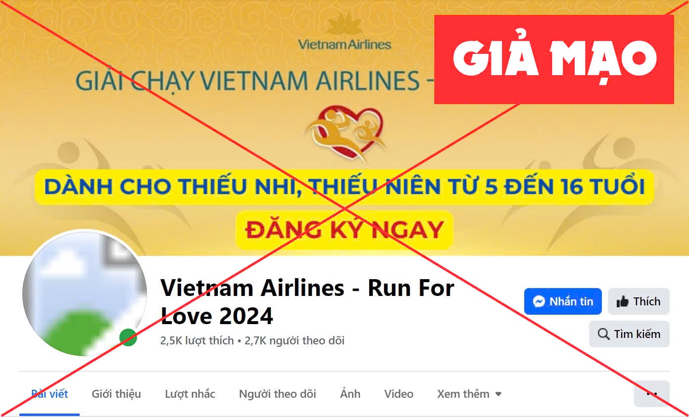 ⁩ Cảnh giác với các trang giả mạo thông tin giải chạy Run for Love của Vietnam Airlines