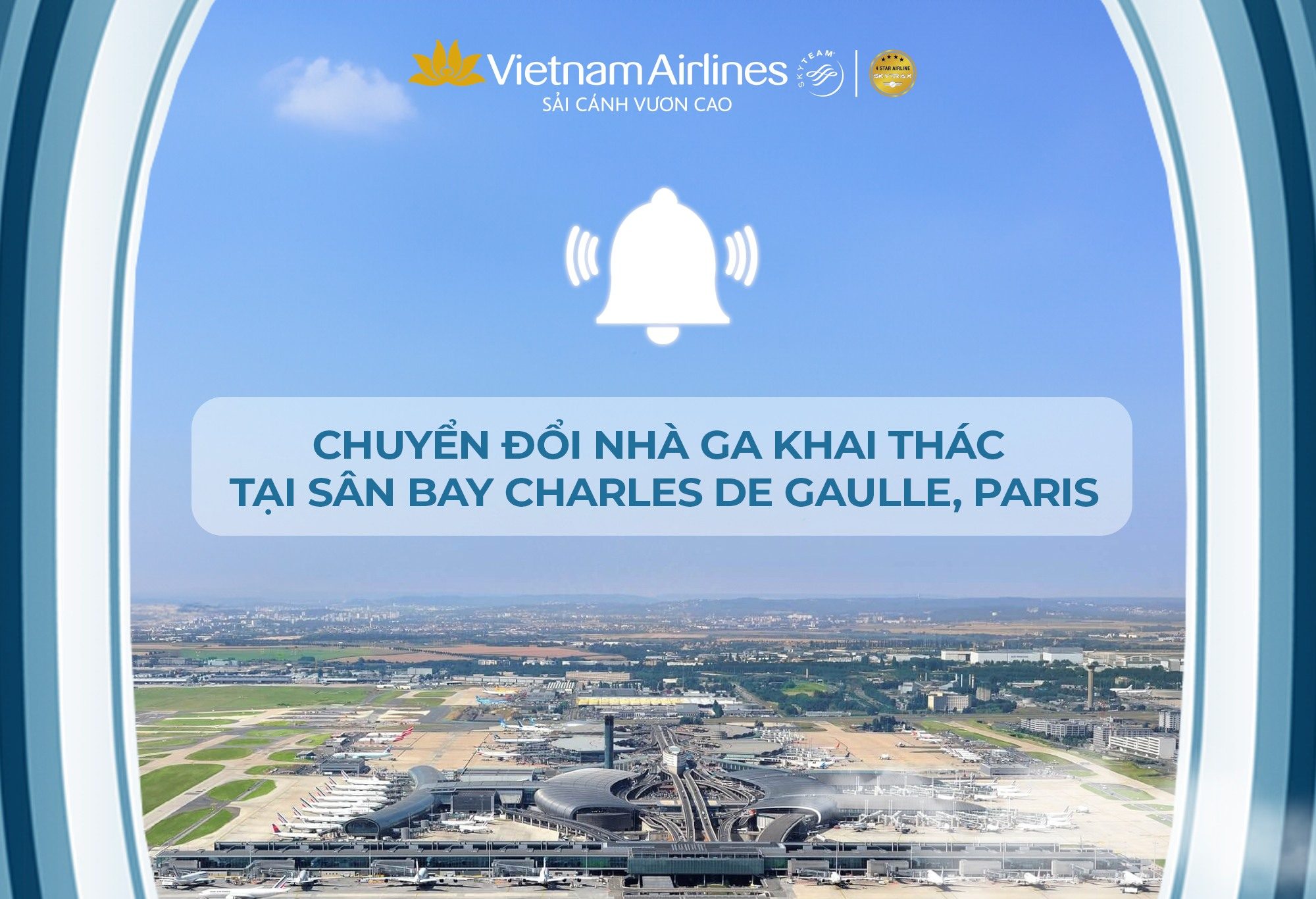 VNA chuyển đổi khu vực làm thủ tục tại Sân bay Charles de Gaulle (Paris)