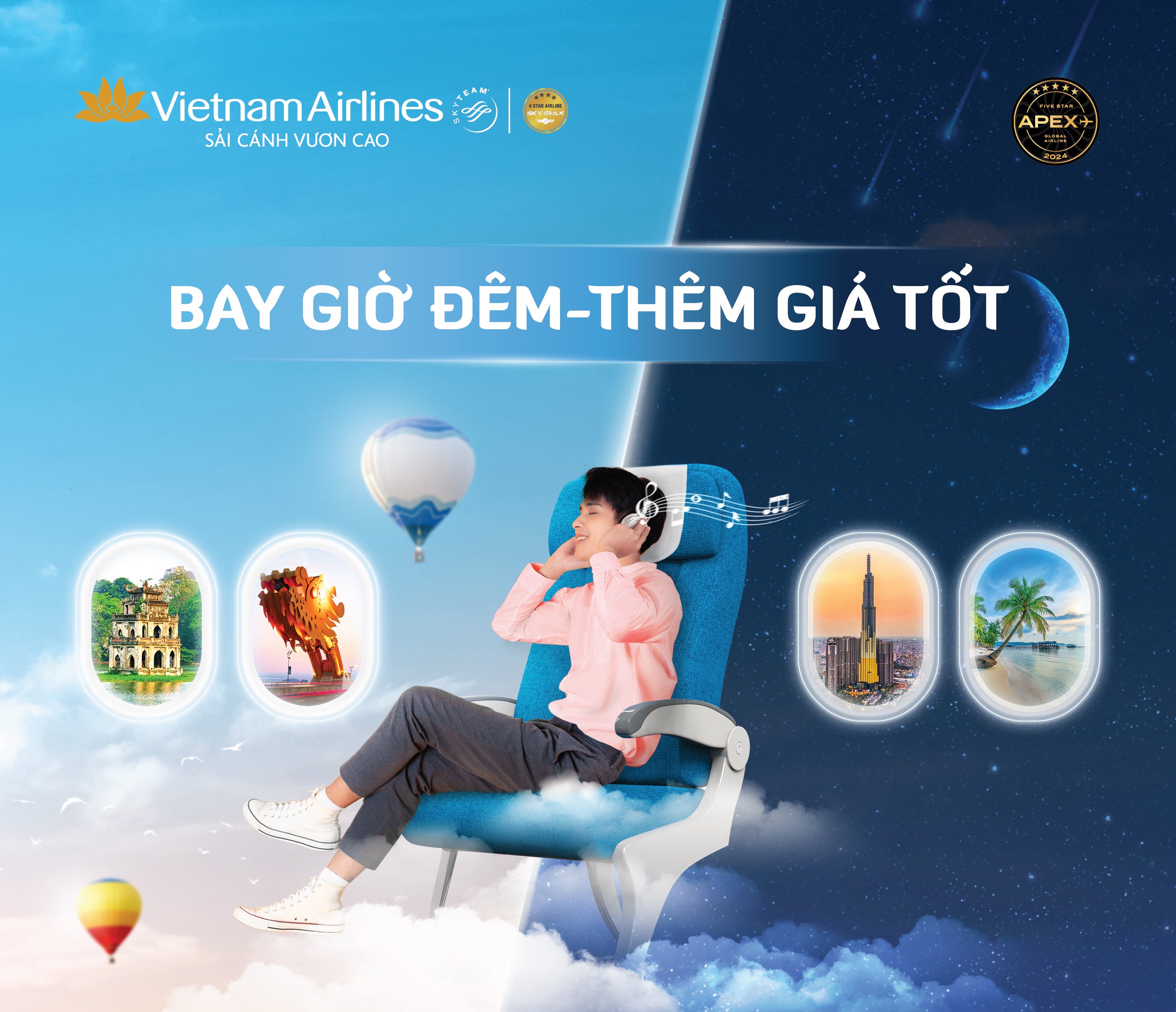 Bay cùng rạng đông hay ngắm trăng sao – giá nhẹ như mây