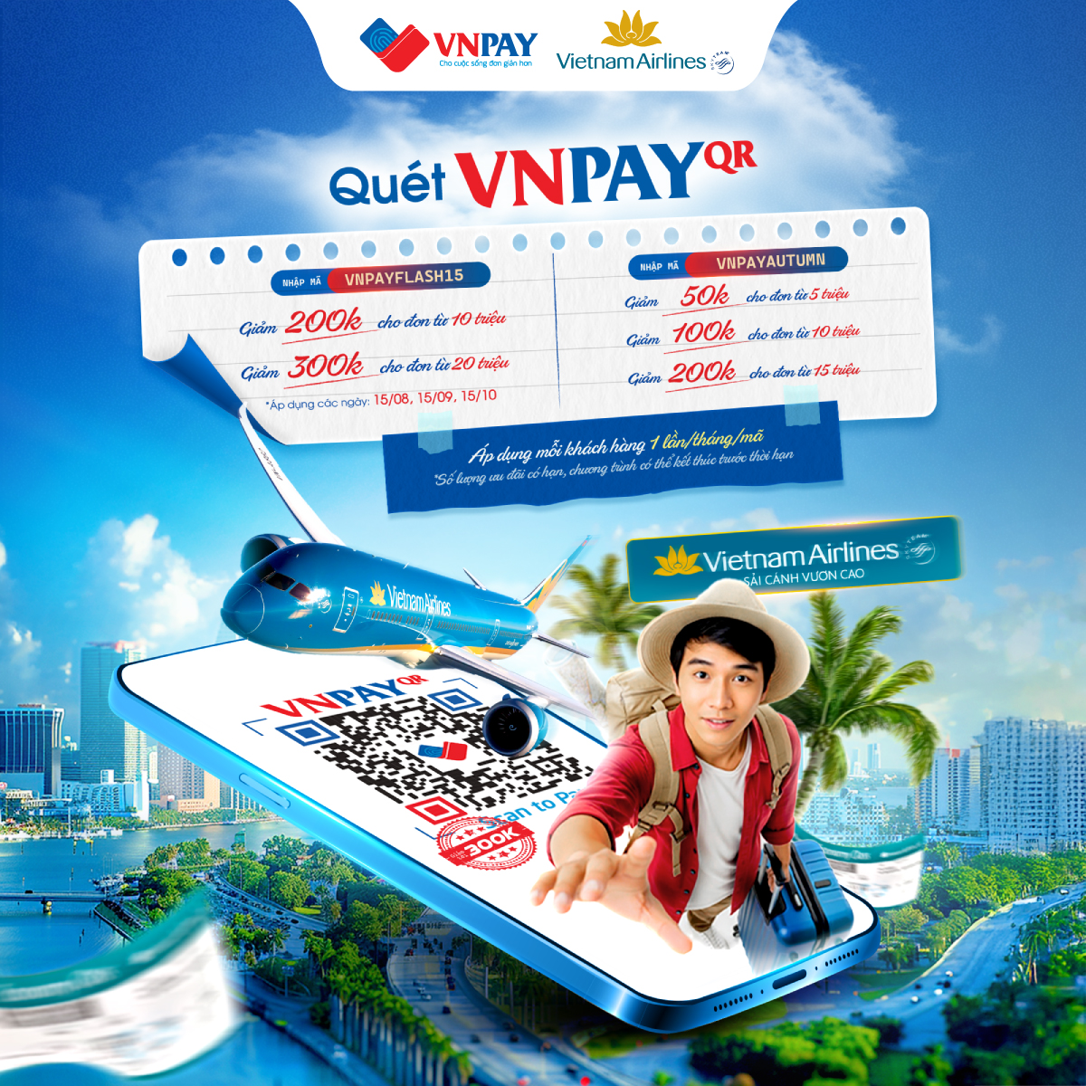 Bay cùng Vietnam Airlines, nhận ưu đãi VNPAY cực “chill” lên tới 300.000 đồng