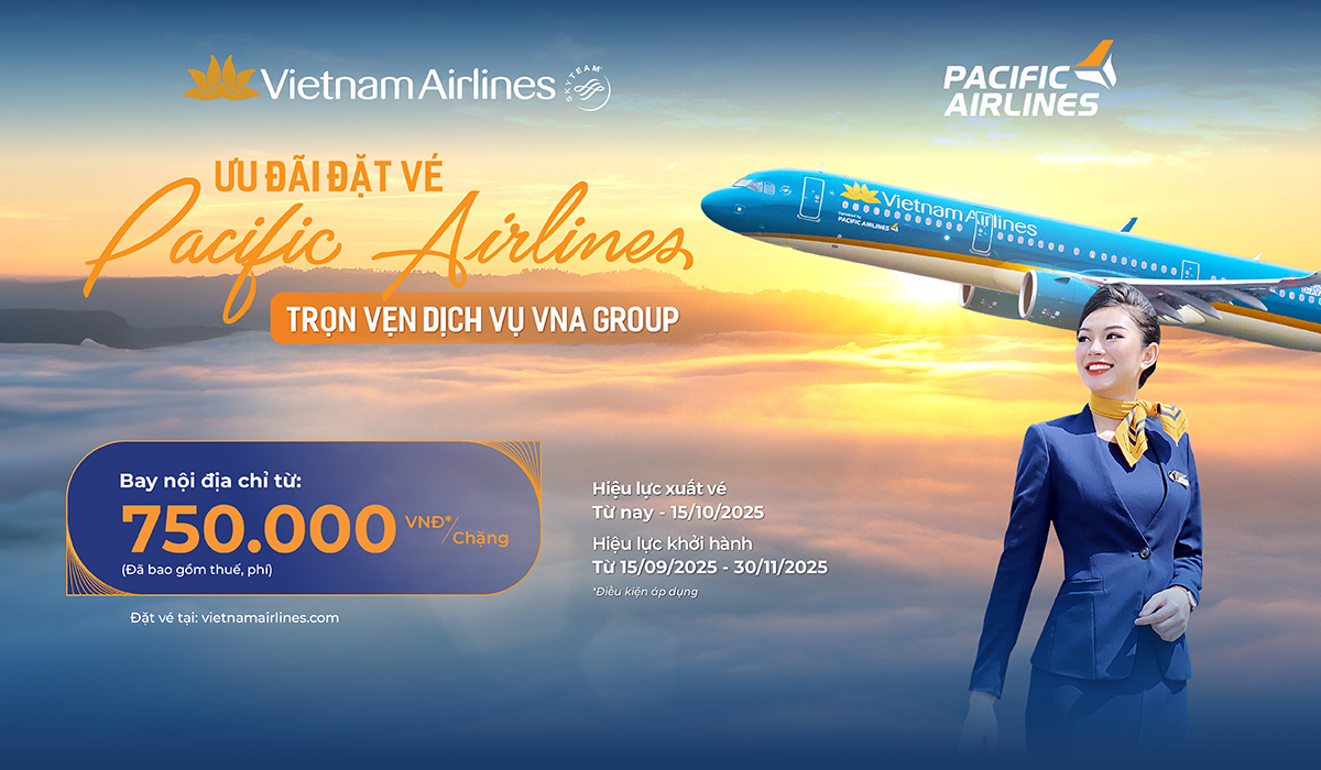 Pacific Airlines tung ưu đãi bay nội địa từ 750.000 đồng dịp thu – đông